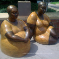 Hot sale bronze sitting fat woman sculpture